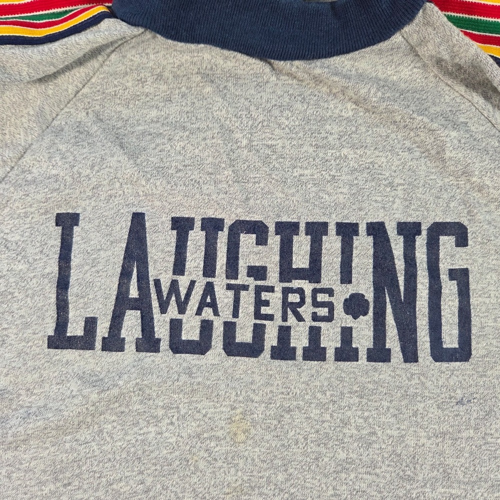 Vintage Velva Sheen T Shirt Size XS Rainbow Striped Baby Tee Raglan Made USA - Picture 5 of 10